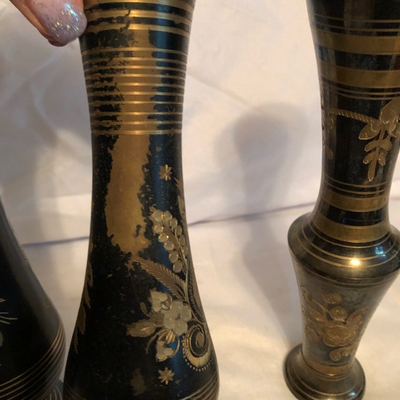 Black and brass vintage vases 3 - Picture 7 of 12